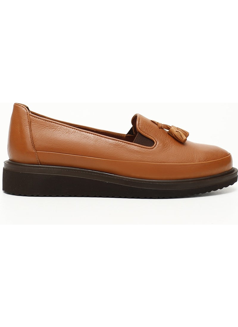 Gönderi(r) Gön Genuine Leather Round Toe Wedge Sole Tassel Women's Casual Shoes 24142  - Image 1