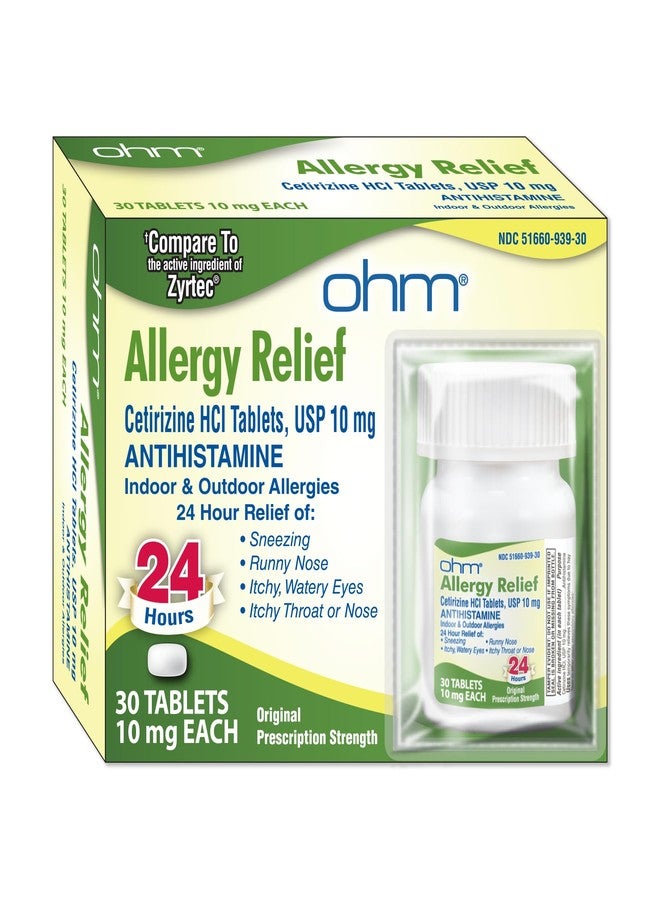 Ohm Cetirizine 10 mg Tablet - All Day Allergy Relief - 30 Count - Anti-Histamine for Hay Fever, Pollen, Dry Itchy Eyes - Effective Relief from All Day Allergies - Image 2