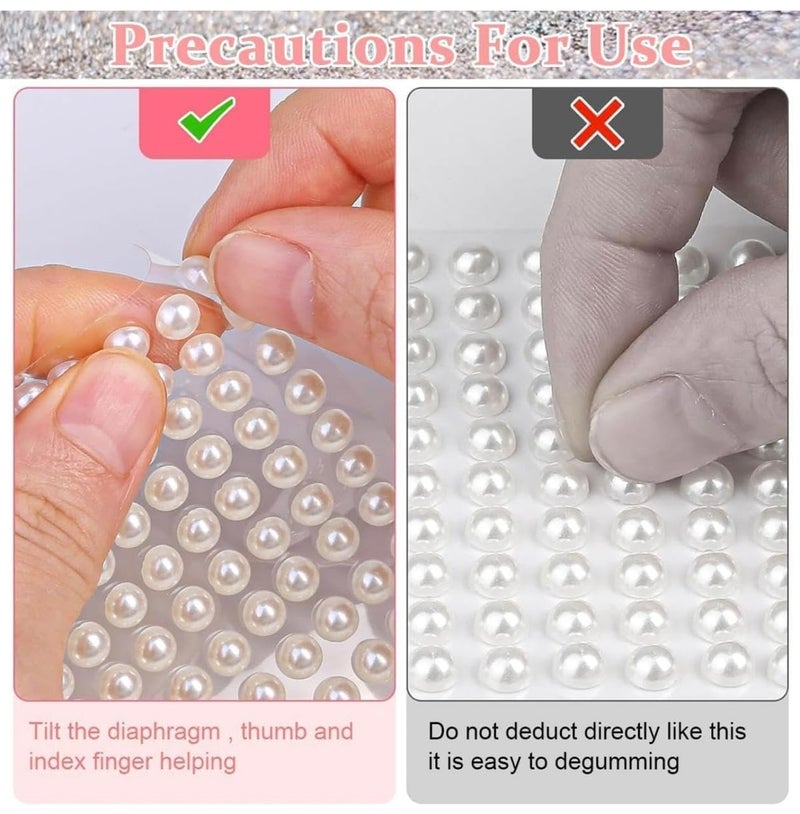 KRAFTMASTERS® Diameter Crystal Stone Finish Pearl Bead Sticker Sheet (White) - Set of 3 Sheets, self Adhesive - Image 2