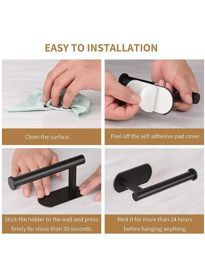 حامل مناديل ورقية من الفولاذ المقاوم للصدأ بدون مثقاب، حامل مناديل ورقية على الحائط، رفوف حائطية لفة ورق الحمام في المنزل منظم مطبخ الحمام - Image 5