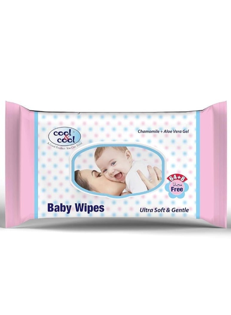 كول اند كول مناديل مبللة للأطفال فائقة النعومة 64+8 قطعة - Image 1