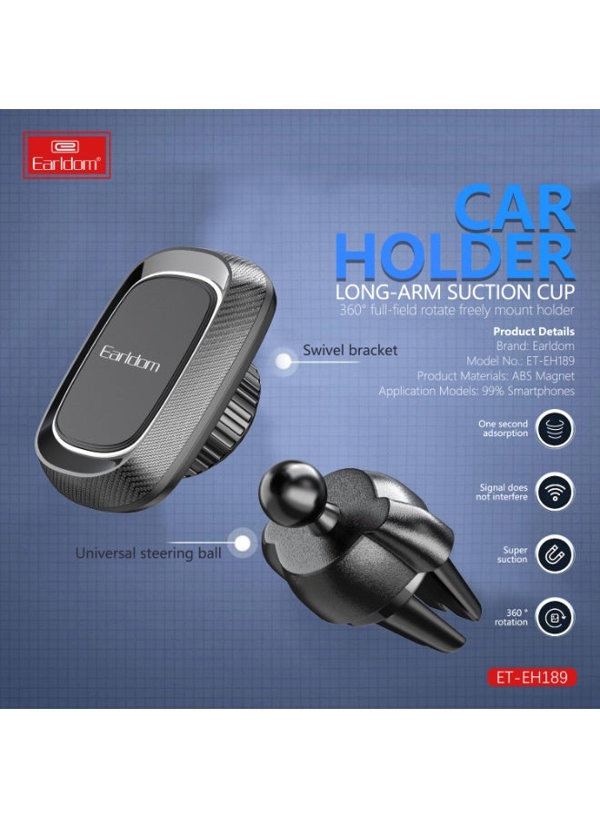 Earldom ET-EH189 Magnetic car holder with mount on the windshield and grille  Black - Image 5