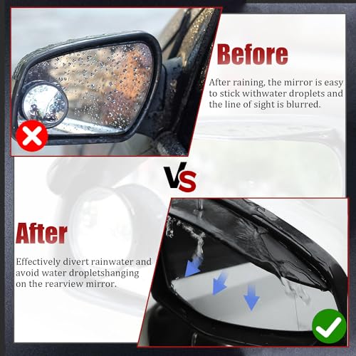 Pincuttee 2PC Side Mirror Visor Rain Guards,Car Rear View Mirror Rain Cover,Silicone Rain Shield,Mirror Cover Rubber Visor Guard(Solid-Black,2Pack) - Image 3