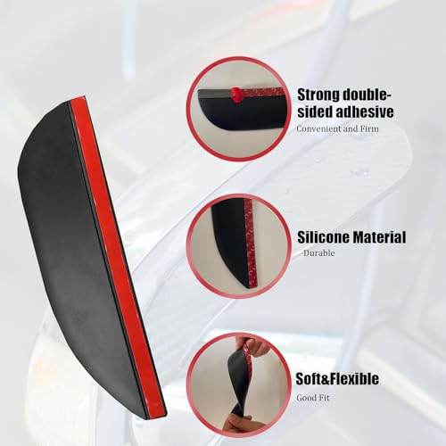 Pincuttee 2PC Side Mirror Visor Rain Guards,Car Rear View Mirror Rain Cover,Silicone Rain Shield,Mirror Cover Rubber Visor Guard(Solid-Black,2Pack) - Image 4
