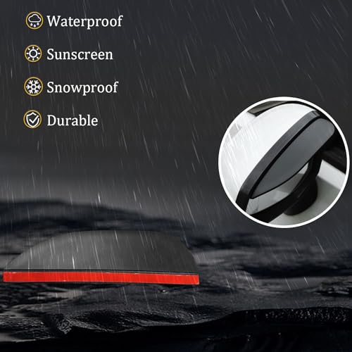 Pincuttee 2PC Side Mirror Visor Rain Guards,Car Rear View Mirror Rain Cover,Silicone Rain Shield,Mirror Cover Rubber Visor Guard(Solid-Black,2Pack) - Image 5