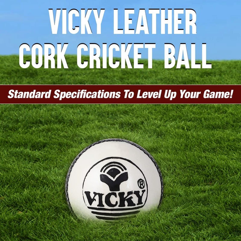 VICKY Jet Red Cricket Ball Constructed with Alumtanned Large Thick Leather Suits Every Balling Style Ideal for Professional Use - Image 4