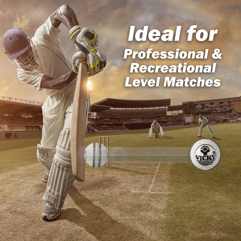 VICKY Jet Red Cricket Ball Constructed with Alumtanned Large Thick Leather Suits Every Balling Style Ideal for Professional Use - Image 5