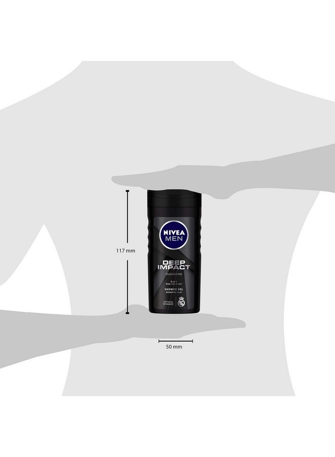 Nivea Men Body Wash Deep Impact Shower Gel For Body Face & Hair 250 Ml Each (Pack Of 3) - Image 3