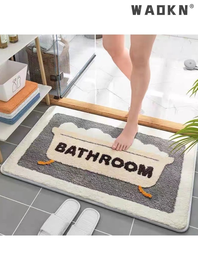 Bathroom Rug Ultra Soft Microfiber Bathroom Mats Extra Absorbent Bath Rugs Machine Washable/Dry, Non-Slip Bathroom Carpet for Tub Bathroom and Shower Anti-slip bath mat(50*80 cm)