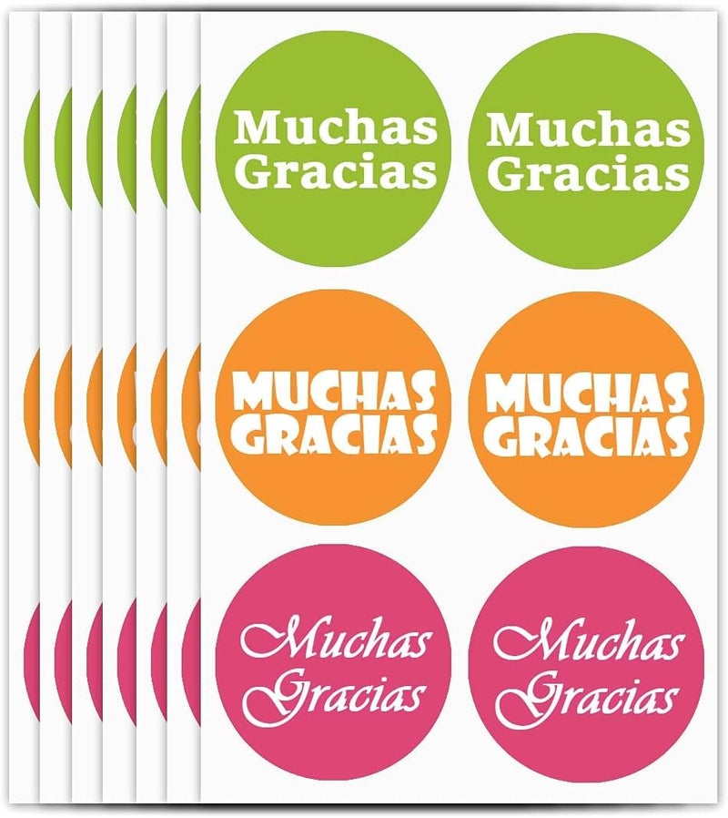 Top label Spanish Thank You Stickers 15 Inch Round Stickers 300 Pcs Per Pack