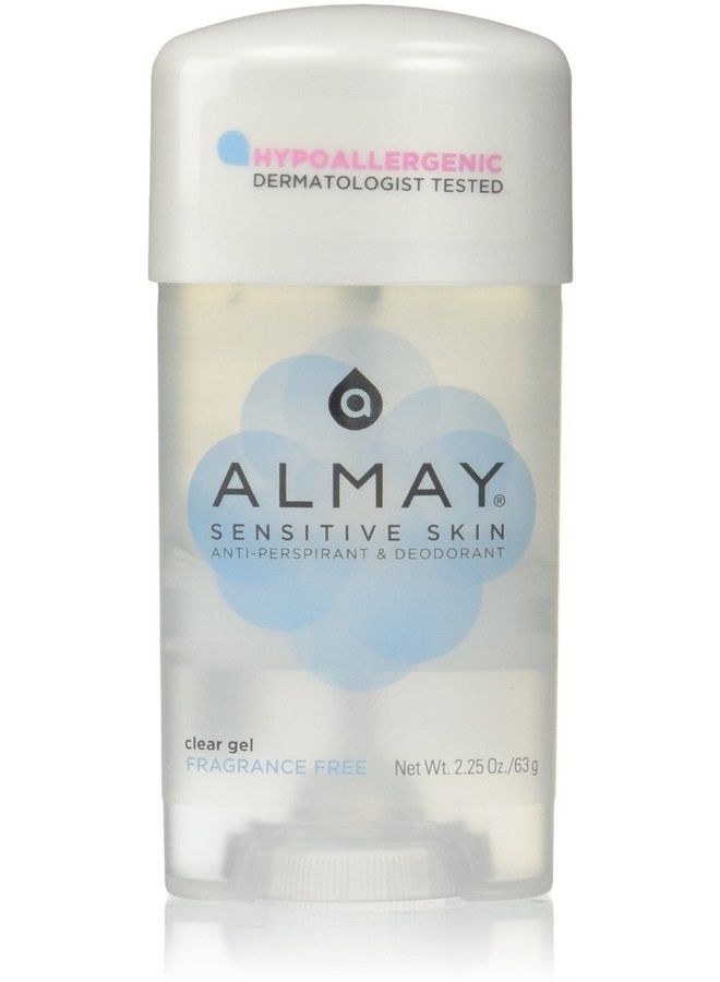 Almay Sensitive Skin Clear Gel, Anti-Perspirant and Deodorant, Fragrance Free, 2.25 Oz (Pack of 2)