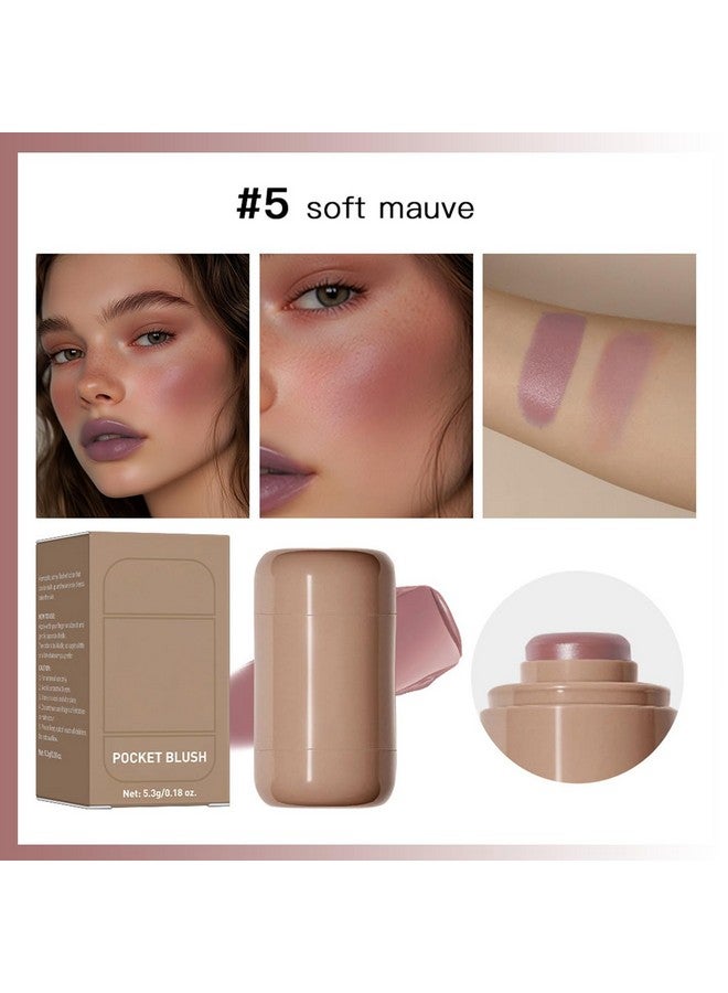 SHEEYOON Cream Blush stick, Natural-Looking Matte Finish Makeup Blush stick, Hydrating Long Lasting Lightweight Blendable Blush for cheeks (#5 Soft Mauve, 1 PC) - Image 2