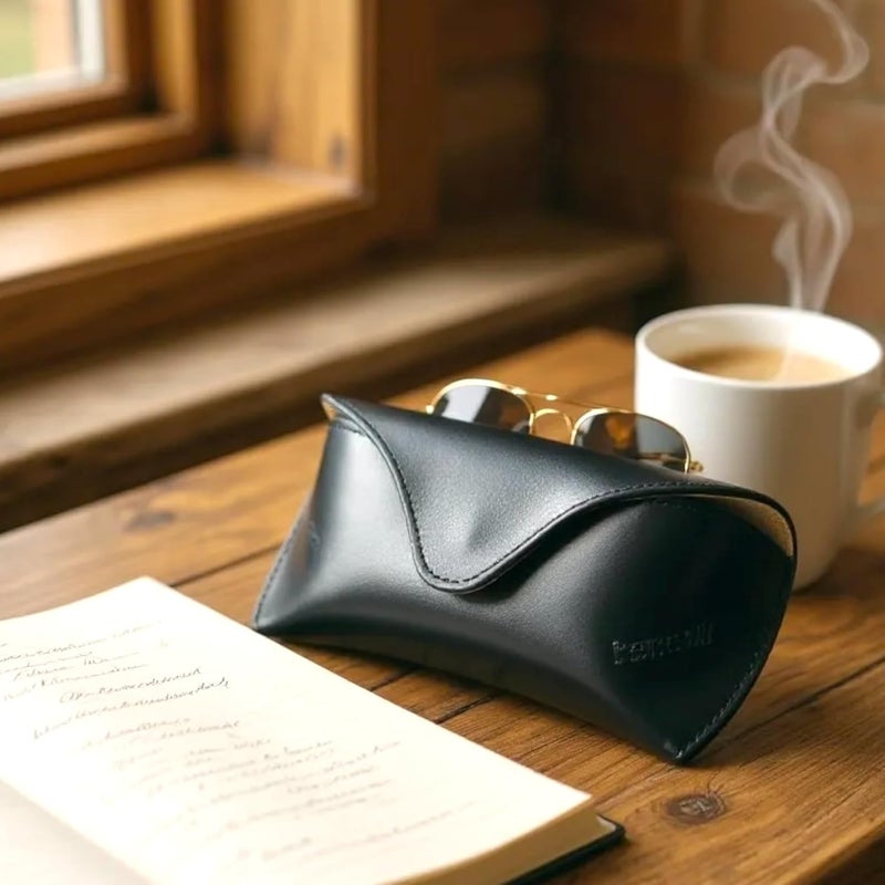 Revmark Genuine Leather Sunglass Case, Vintage Style - Image 5