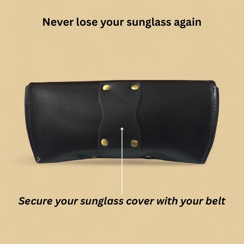 Revmark Genuine Leather Sunglass Case, Vintage Style - Image 4
