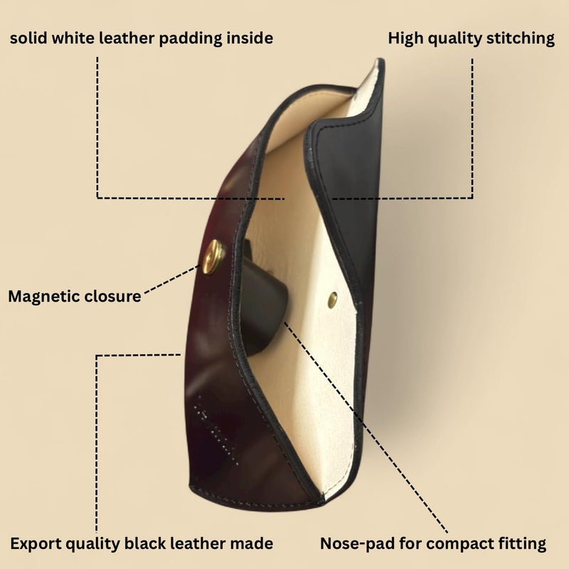 Revmark Genuine Leather Sunglass Case, Vintage Style - Image 3