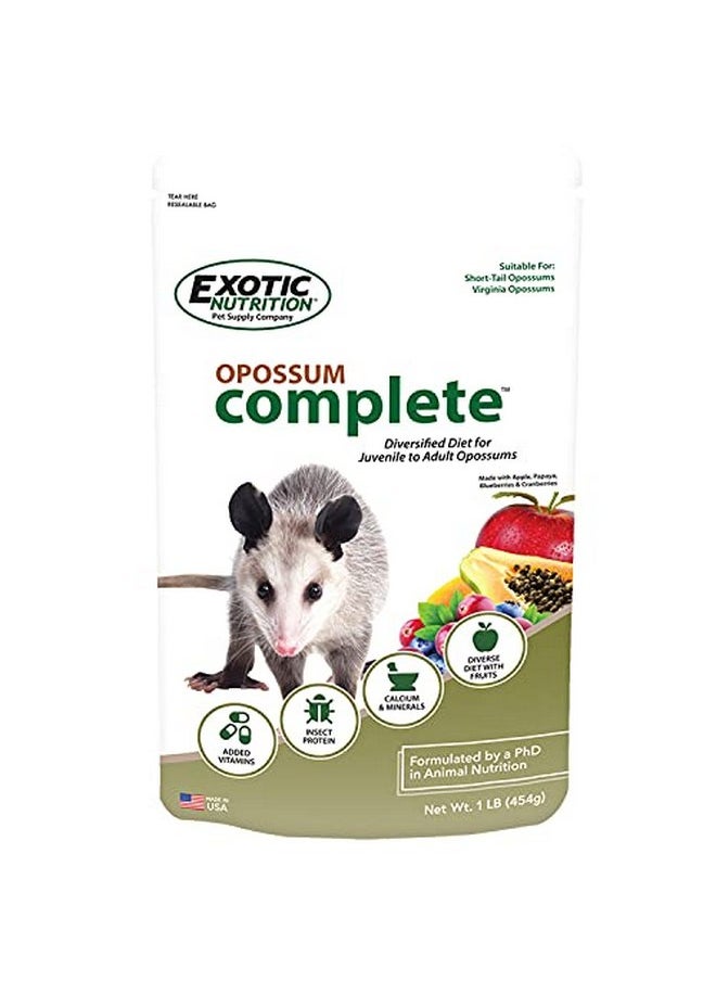 EXOTIC NUTRITION Opossum Complete 4 LB | Nutritional Healthy Pellet Diet | Food for Short-Tailed & Virginia Opossums  - Image 1