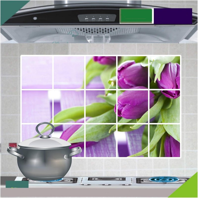 ARS  Beautiful Tulip Flower Wall Stickers for Kitchen, Wall Sticker for Living Room/Bedroom/Office and All Decorative Stickers, Size-30x30 Pack Of 15 - Image 2