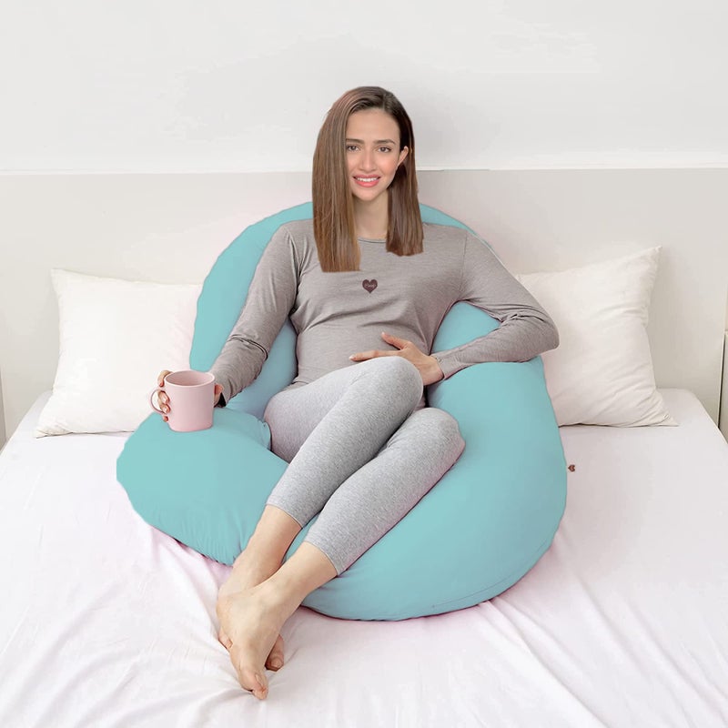 COOZLY وسادة الحمل على شكل C من COOZLY | وسادة الأمومة | أغطية قطنية قابلة للإزالة 100% | ألياف PregnoCare الفاخرة | وسادة النوم للحمل (02 بريميوم لايت، نعناع) - Image 2