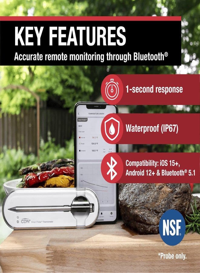 CDN Smart Probe Bluetooth Meat Thermometer | Wireless Digital Thermometer with NSF Certified Probe | Remote Temperature Monitoring via App for iOS & Android | for Oven, BBQ, Grill, Smoker | STP212 - Image 2