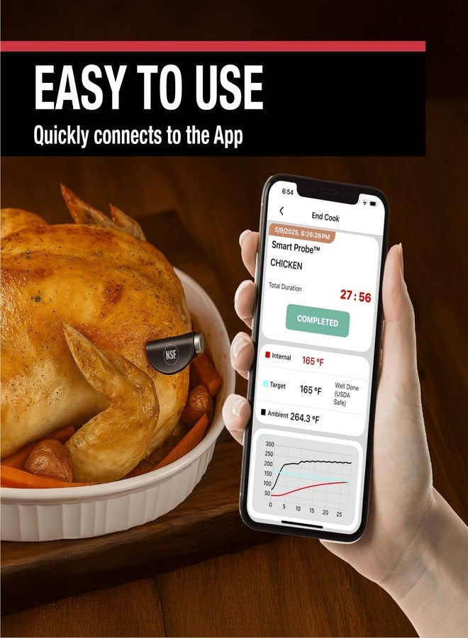 CDN Smart Probe Bluetooth Meat Thermometer | Wireless Digital Thermometer with NSF Certified Probe | Remote Temperature Monitoring via App for iOS & Android | for Oven, BBQ, Grill, Smoker | STP212 - Image 3