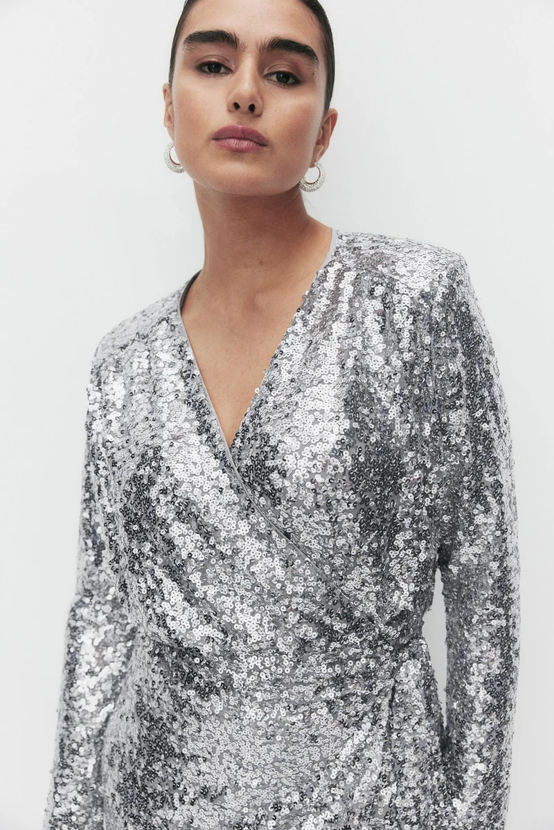 H&M Sequined wrap dress