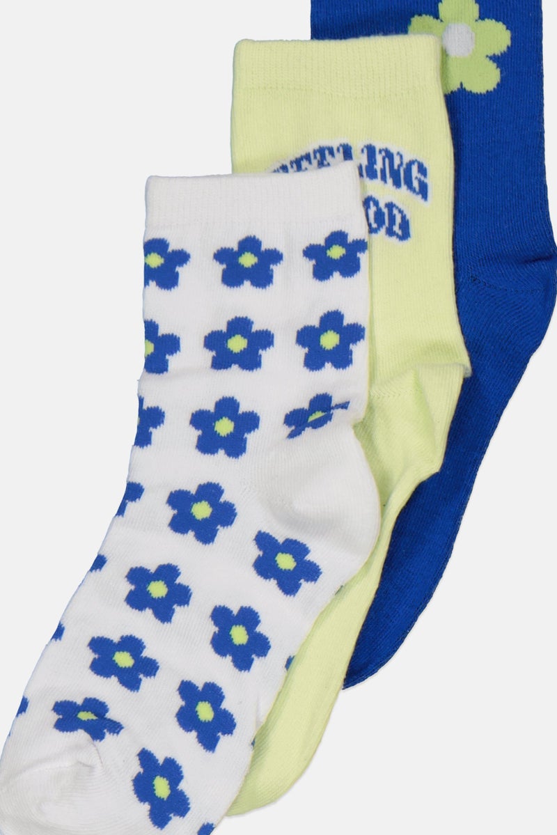 Don't Call Me Jennyfer Women 3 Pair Embroidered Socks, Blue/White Combo - Image 2
