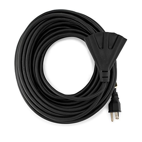 HLO Lighting Holiday Lighting Outlet 50-Foot Black Extension Cord, 3-Prong Indoor & Outdoor Splitter, Perfect for Landscape Lighting - Image 1
