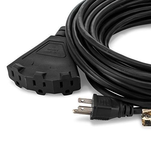 HLO Lighting Holiday Lighting Outlet 50-Foot Black Extension Cord, 3-Prong Indoor & Outdoor Splitter, Perfect for Landscape Lighting - Image 2