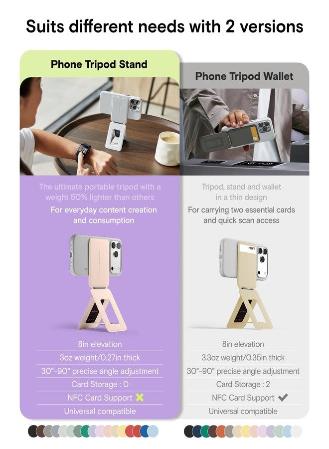 MOFT Phone Stand, Magnetic Phone Tripod Stand Stain-Resistant MOVAS Leather & Angle Adjustment & Strong Magnets Tripod for iPhone 17/16/15/14/13/12 (Included Metal Ring)-Seafoam - Image 2
