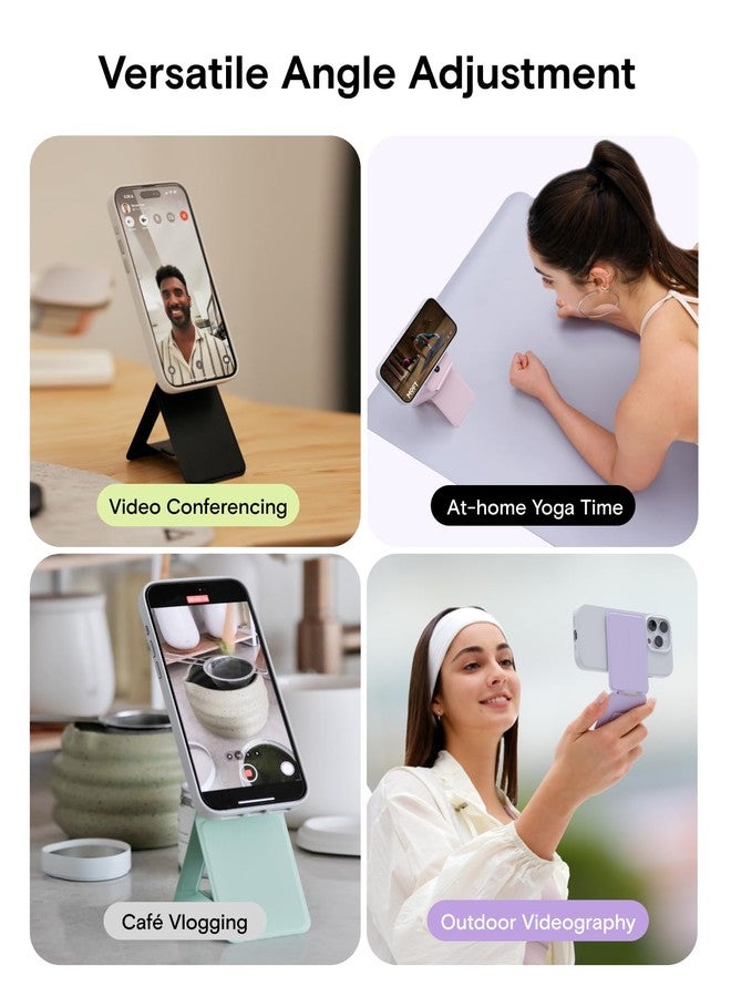 MOFT Phone Stand, Magnetic Phone Tripod Stand Stain-Resistant MOVAS Leather & Angle Adjustment & Strong Magnets Tripod for iPhone 17/16/15/14/13/12 (Included Metal Ring)-Seafoam - Image 5
