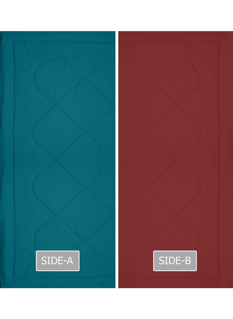 KEA KEA Microfibre Reversible Single Bed ComforterDuvet for All WeatherMaroon Cyan 250 GSMComforter Single  - Image 5