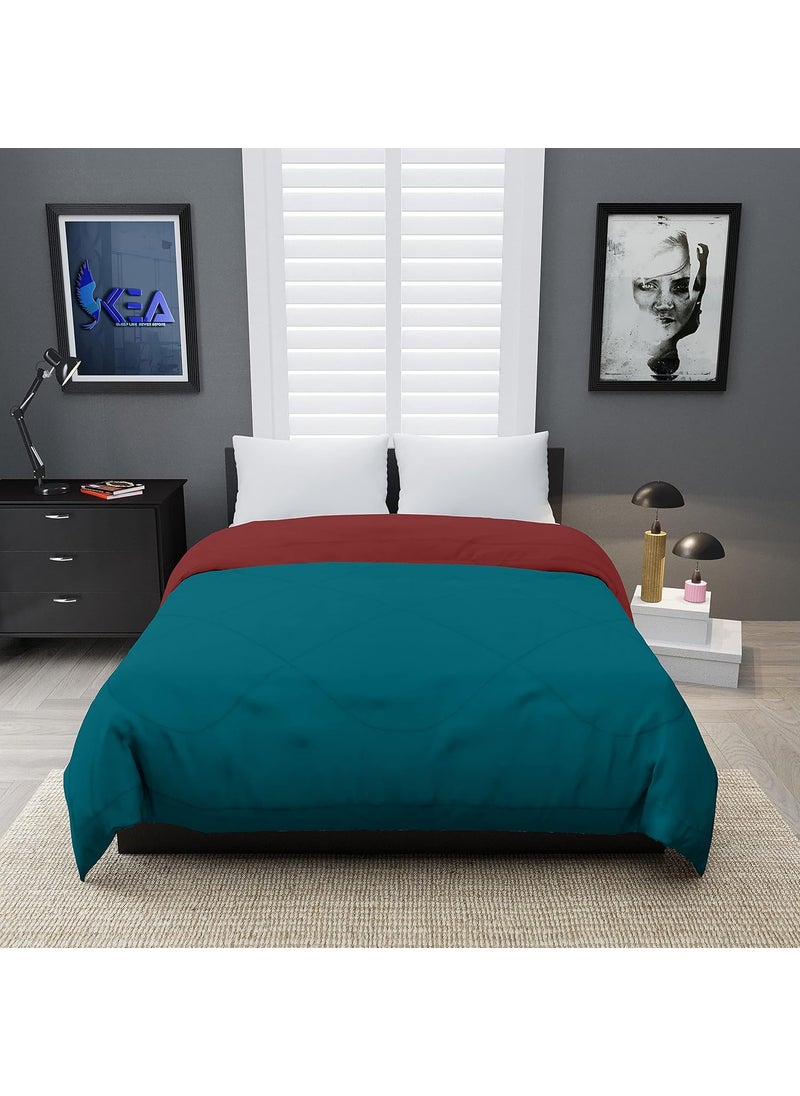 KEA KEA Microfibre Reversible Single Bed ComforterDuvet for All WeatherMaroon Cyan 250 GSMComforter Single  - Image 2
