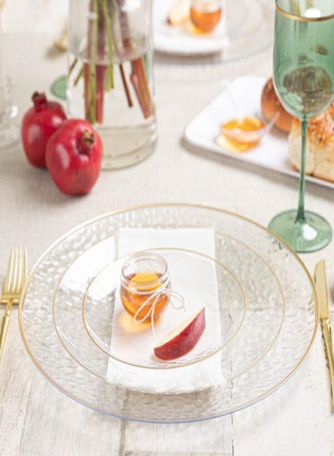 Blue Sky Organic Hammered Clear Gold Rim Plates - 10 Count, 7" | Round Disposable Plastic, Elegant Design for Parties & Events - Image 3