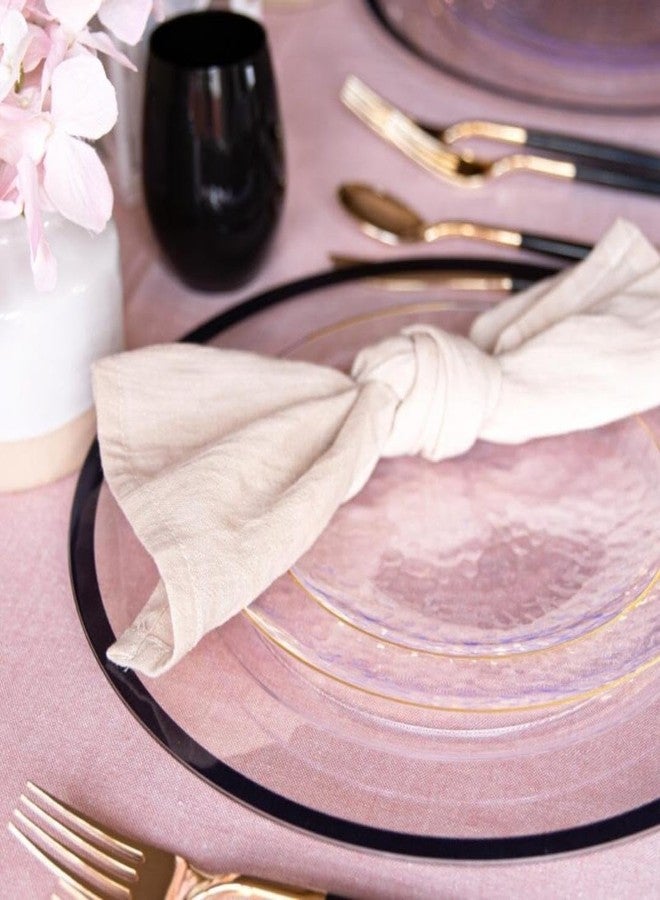 Blue Sky Organic Hammered Clear Gold Rim Plates - 10 Count, 7" | Round Disposable Plastic, Elegant Design for Parties & Events - Image 2