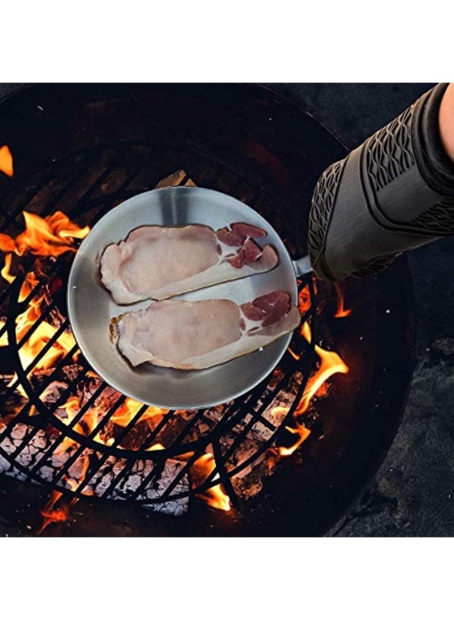 Generic Mittens Oven Silicone Gloves Oven Gloves Kitchen With Anti-Slip Coating And Heat Resistance 250 °C / 482 °F Professional Kitchen Mittens For Barbecue Cooking Baking Black  - Image 4