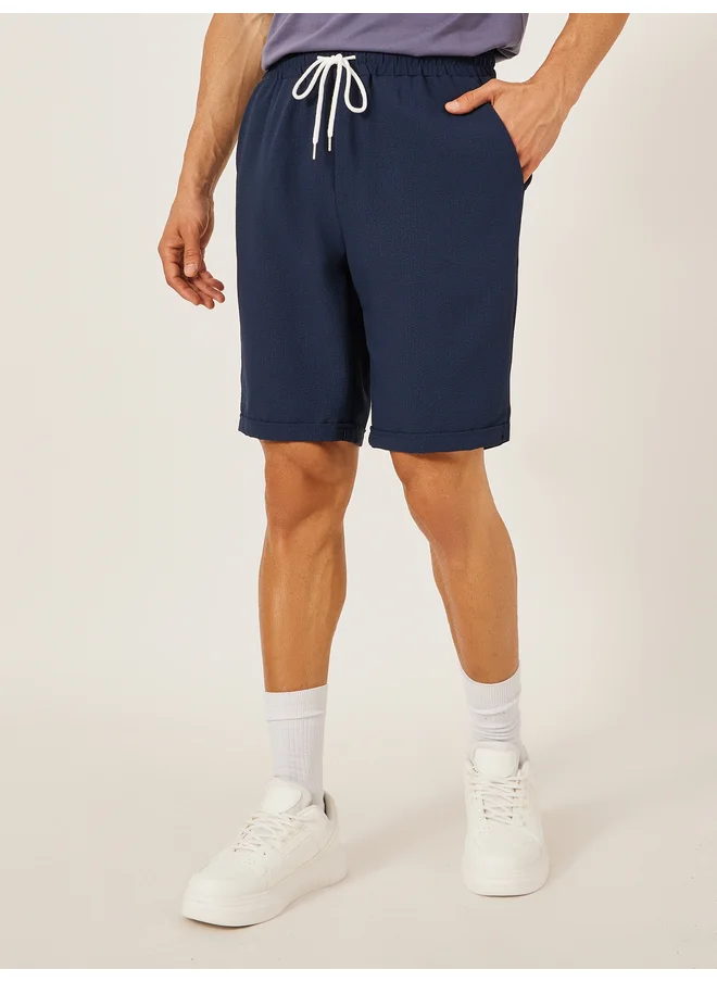 تايك تو Take Two Men Solid Drawstring Waist Shorts