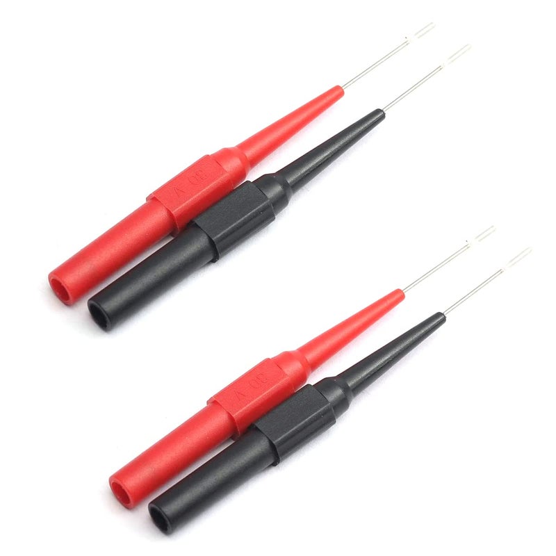 DEVMO 2Pairs Multimeter Test Lead Extention Back Probes Sharp Needle Micro Pin Stainless Steel Tipped Tip for Banana Socket Tester 4pcs - Image 1