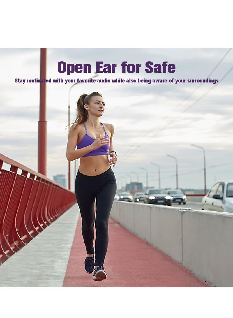 SYOSI Wireless Ear Clip Bone Conduction Headphones, Open Ear Bluetooth Earbuds, LED Digital Display Bluetooth Earphones for Running, Sports, Cycling (Purple) - Image 3