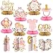 Pickmesh 12 Pieces Pink Gold Girls Baby Shower Decorations Honeycomb Centerpieces Pink Flower Bottles Balloons Carriages Baby Shower Table Decorations Table Topper for Gender Reveal Party Supplies - Image 2