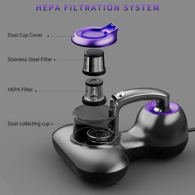 Hersven Mattress Vacuum Cleaner, Handheld UV Bed Vacuum Cleaner 16KPa & 12800 Vibrations Per/Min Upgraded Effectively Clean Up Bed, Pillows, Cloth Sofas, Carpets and Ther Fabric Surfaces - Image 5