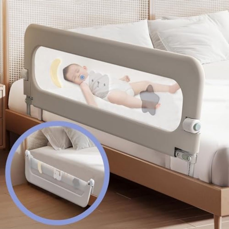 BOOM Toddler Bed Rails for Crib, Foldable Bed Rail for Toddlers, Adjustable Heights Portable Bedrail Extra Tall Child Safety Side Railing Guards for,for Queen Full King Twin Crib Bunk Size Bed - Image 1