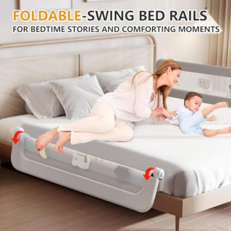 BOOM Toddler Bed Rails for Crib, Foldable Bed Rail for Toddlers, Adjustable Heights Portable Bedrail Extra Tall Child Safety Side Railing Guards for,for Queen Full King Twin Crib Bunk Size Bed - Image 4