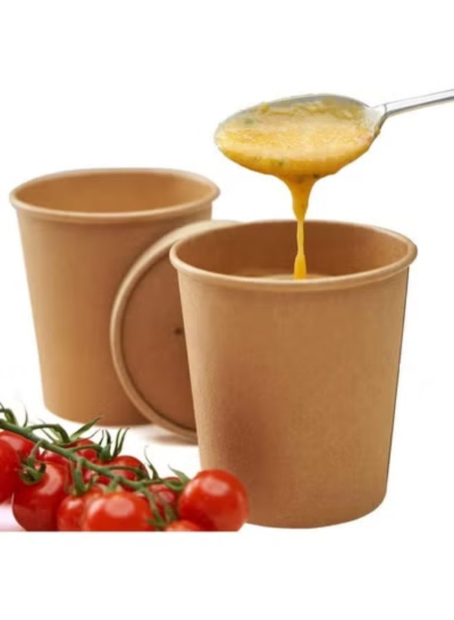 ايكواي Ecoway Paper Disposable Cups 12 Oz - Pack Of 50 Ice Cream Cup Without Lid Eco-Friendly Desert Bowls Hot Or Cold Food Cups, Tea Cup, Coffee Cup Biodegradable Party Supplies, Yogurt Take Outs, Brown - Image 1
