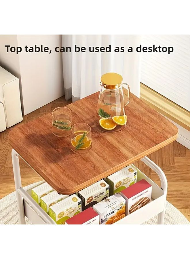 Black Rolling Cart With Tabletop And Storage Rack Sturdy Portable Trolley For Home Office - Image 4