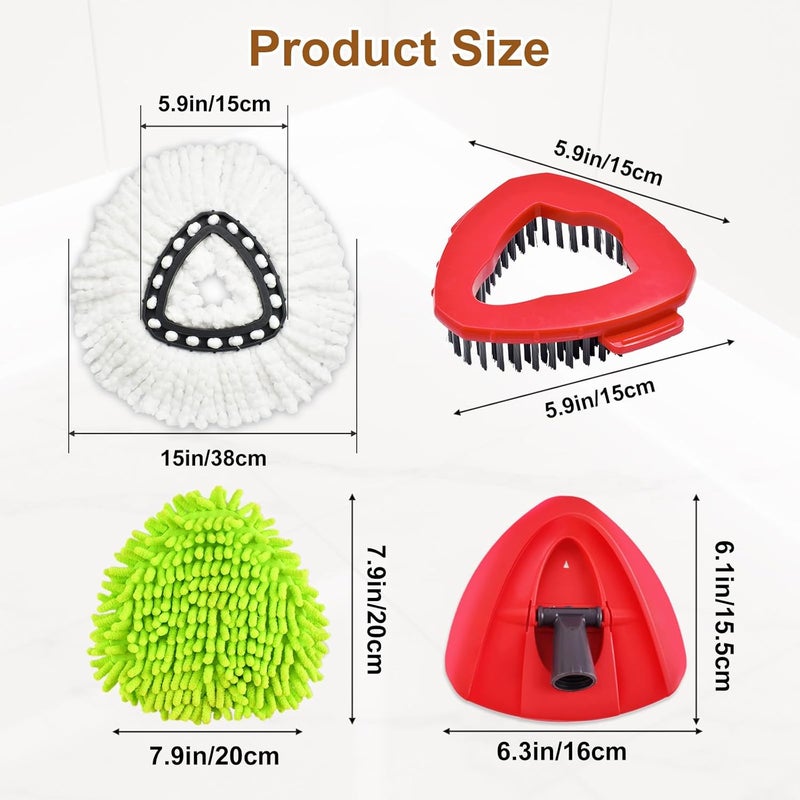 Heuihm Mop Heads Replacement for Ocedar EasyWring 1 Tank Spin Mop System,Include 2 Microfiber Spin Mops Replace Heads&2 Chennile Mops Heads Machine Washable with Scrubber Mopp Head and Base for Cleaning - Image 3