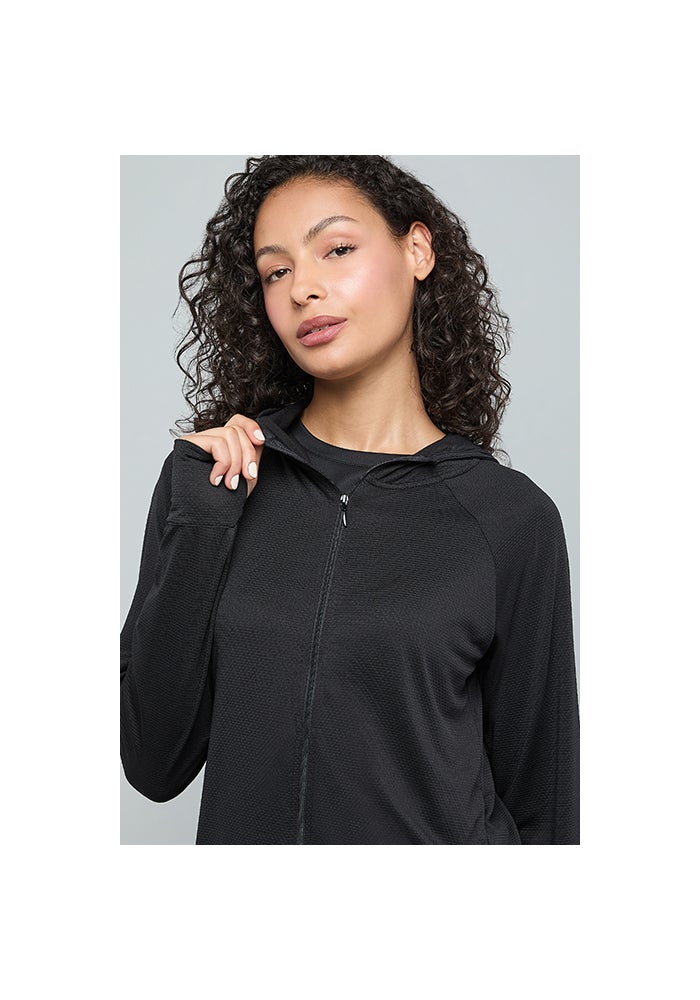 R&B Solid Active Hooded Jacket with Zipper Closure - Image 4