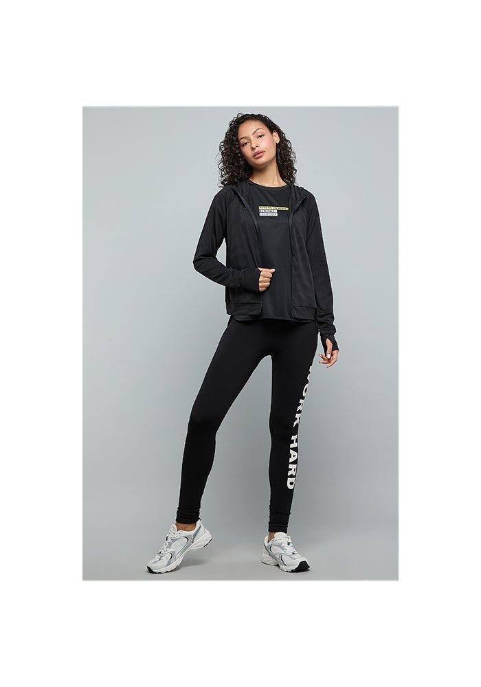 R&B Solid Active Hooded Jacket with Zipper Closure - Image 3