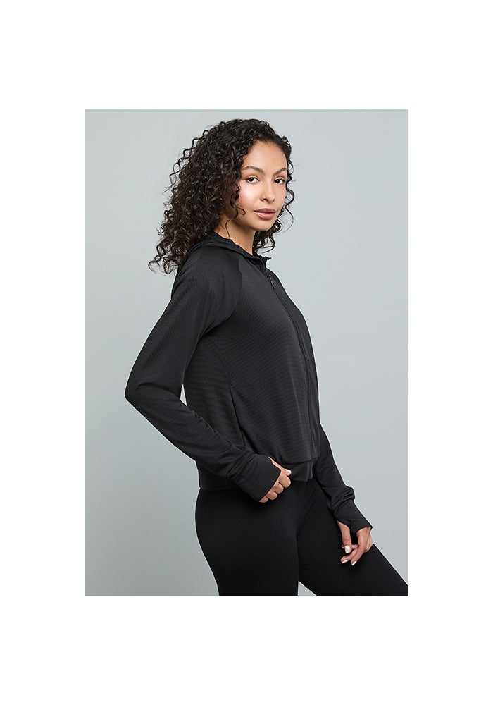 R&B Solid Active Hooded Jacket with Zipper Closure - Image 5