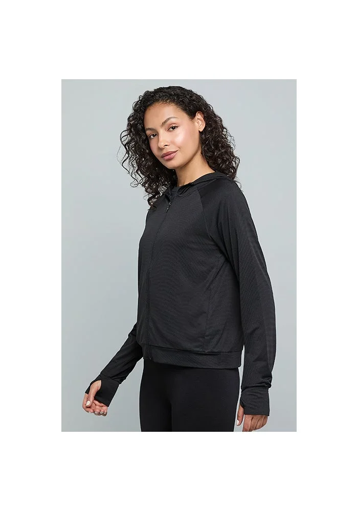 أر أند بي Solid Active Hooded Jacket with Zipper Closure