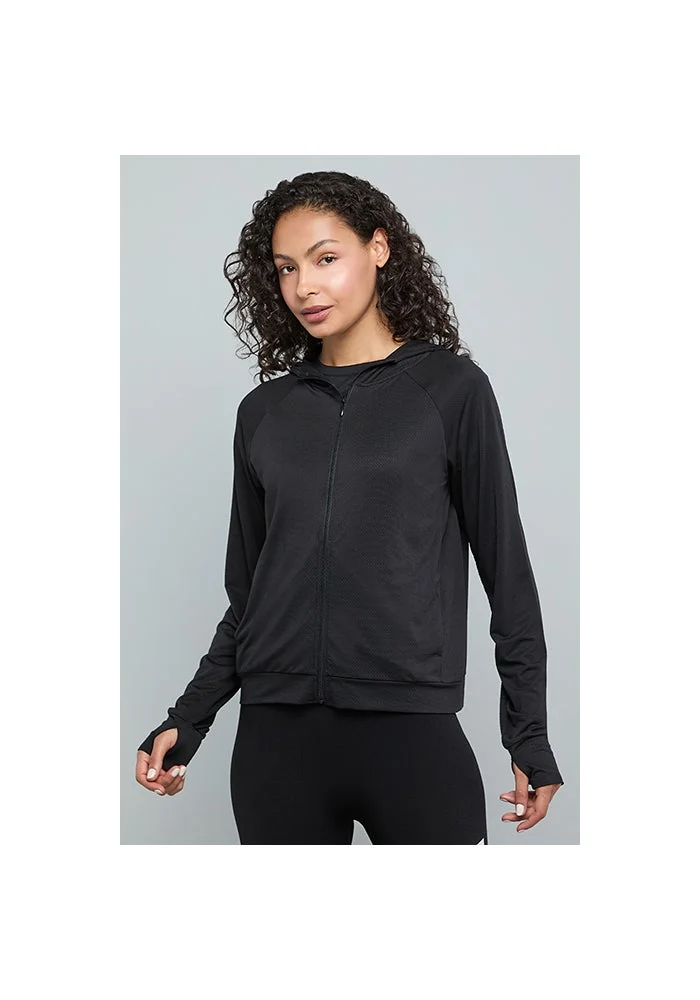 أر أند بي Solid Active Hooded Jacket with Zipper Closure